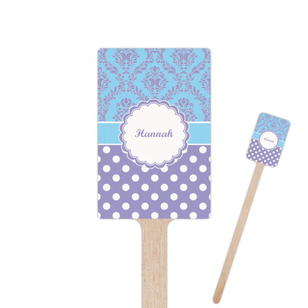 Custom Purple Damask & Dots Rectangle Wooden Stir Sticks (Personalized)