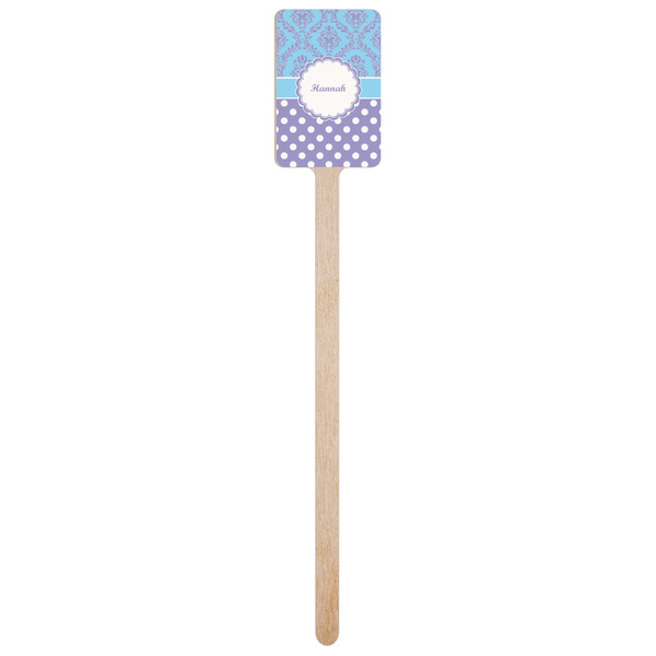 Purple Damask & Dots Wooden 6.25" Stir Stick - Rectangular - Single Stick