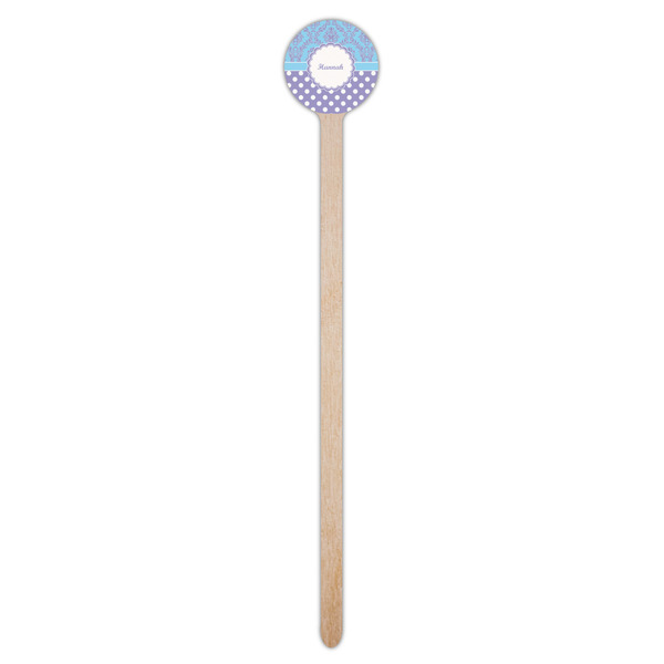 Purple Damask & Dots Wooden 7.5" Stir Stick - Round - Single Stick