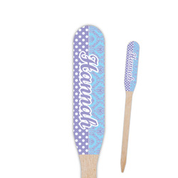 Purple Damask & Dots Paddle Wooden Food Picks - Double Sided (Personalized)