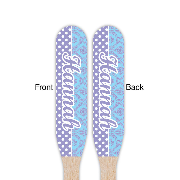 Purple Damask & Dots Wooden Food Pick - Paddle - Double Sided - Front & Back