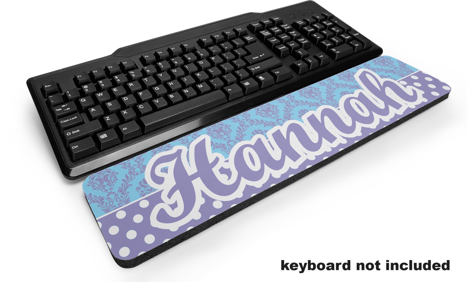 Custom Purple Damask & Dots Keyboard Wrist Rest (Personalized) YouCustomizeIt