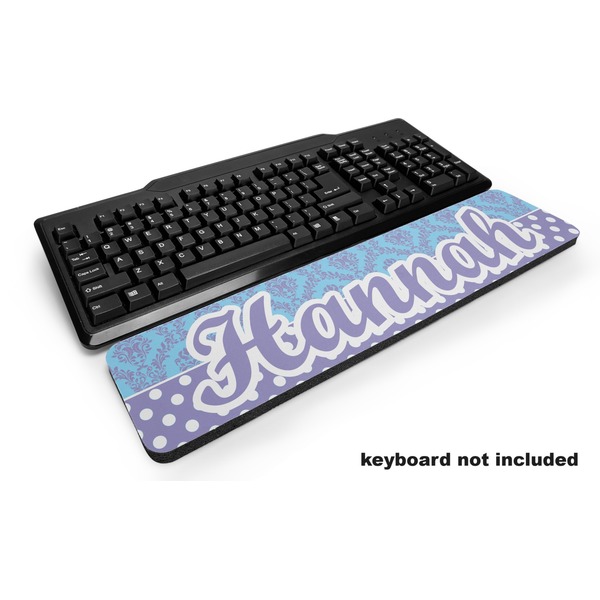 Custom Purple Damask & Dots Keyboard Wrist Rest (Personalized)