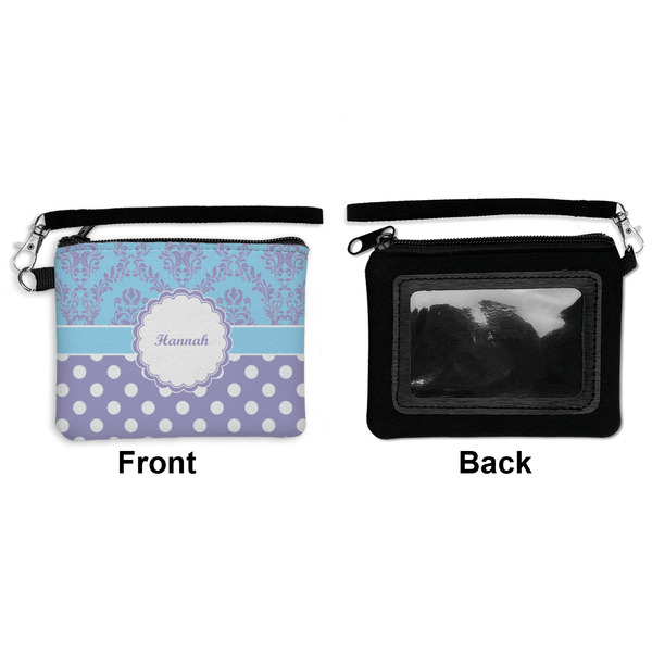 Purple Damask & Dots Wristlet ID Cases - Front & Back