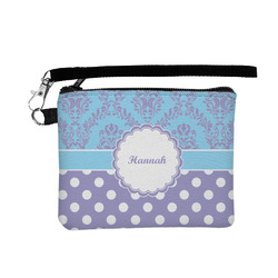 Purple Damask & Dots Wristlet ID Case w/ Name or Text