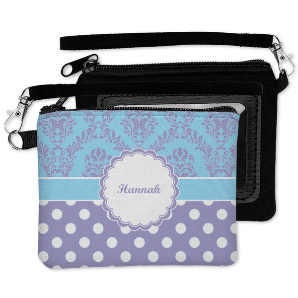 Purple Damask & Dots Wristlet ID Cases - MAIN