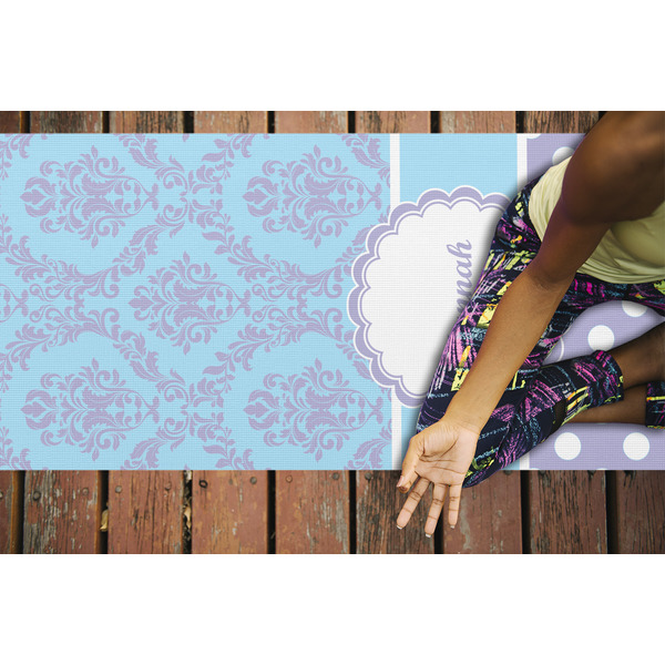 Purple Damask & Dots Yoga Mats - LIFESTYLE