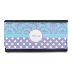 Purple Damask & Dots Leatherette Ladies Wallet (Personalized)
