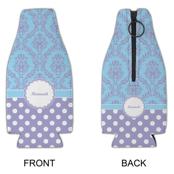 Purple Damask & Dots Zipper Bottle Cooler - APPROVAL