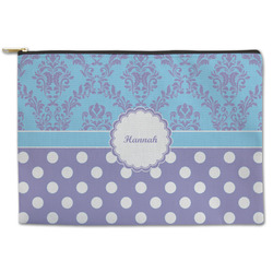 Purple Damask & Dots Zipper Pouch (Personalized)