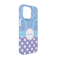 Purple Damask & Dots iPhone Case - Plastic - iPhone 13 (Personalized)