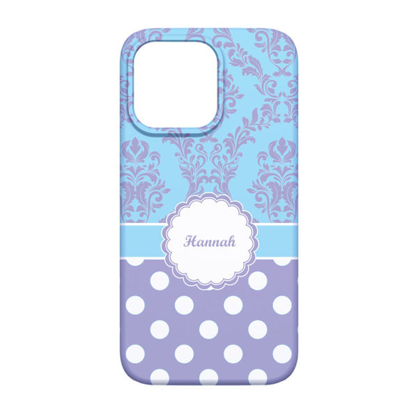 Purple Damask & Dots iPhone 13 Case - Back