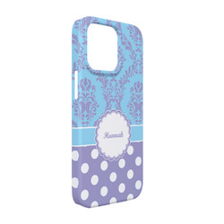 Purple Damask & Dots iPhone Case - Plastic - iPhone 13 Pro (Personalized)