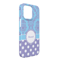 Purple Damask & Dots iPhone Case - Plastic - iPhone 13 Pro Max (Personalized)