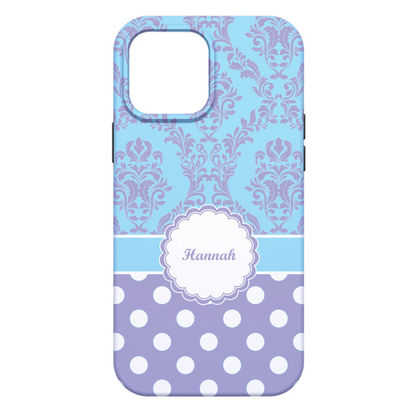 Purple Damask & Dots iPhone 13 Pro Max Tough Case - Back