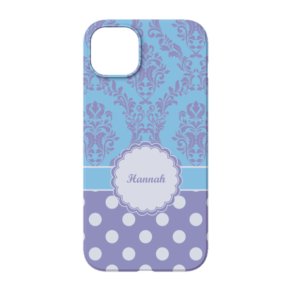 Purple Damask & Dots iPhone 14 Pro Case - Back