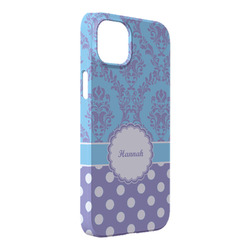 Purple Damask & Dots iPhone Case - Plastic - iPhone 14 Pro Max (Personalized)