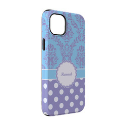Purple Damask & Dots iPhone Case - Rubber Lined - iPhone 14 (Personalized)