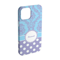 Purple Damask & Dots iPhone Case - Plastic - iPhone 15 (Personalized)