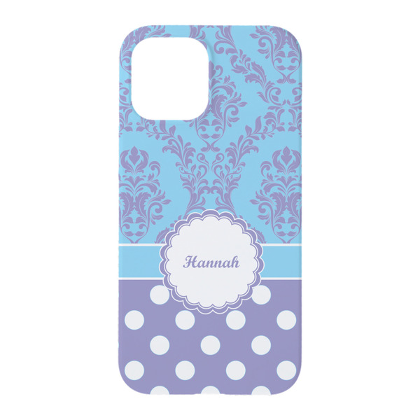 Purple Damask & Dots iPhone 15 Pro Case - Back