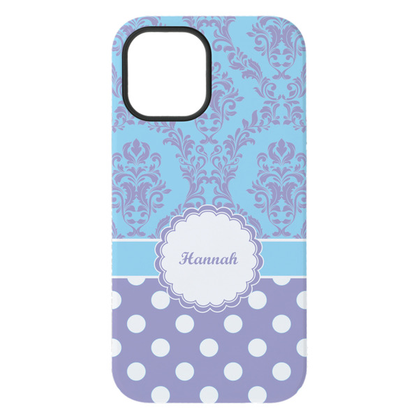Purple Damask & Dots iPhone 15 Pro Max Tough Case - Back