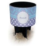 Purple Damask & Dots Black Beach Spiker Drink Holder (Personalized)