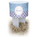 Purple Damask & Dots White Beach Spiker Drink Holder (Personalized)