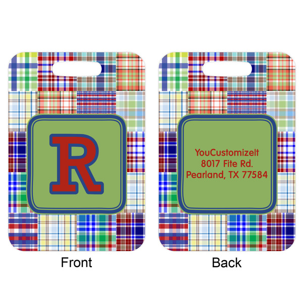 Blue Madras Plaid Aluminum Luggage Tag (Front + Back)
