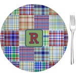 Blue Madras Plaid Print 8" Glass Appetizer / Dessert Plates - Single or Set (Personalized)