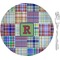 Blue Madras Plaid Print 8" Glass Appetizer / Dessert Plates - Single or Set (Personalized)