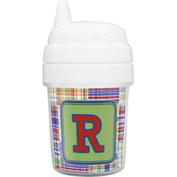 Blue Madras Plaid Print Baby Sippy Cup (Personalized)