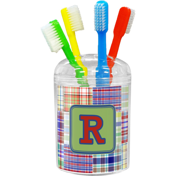 Blue Madras Plaid Bathroom Accessories Set (Personalized)