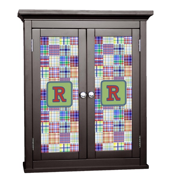 Custom Blue Madras Plaid Print Cabinet Decal - Large (Personalized)