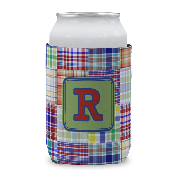 Blue Madras Plaid Print Can Sleeve