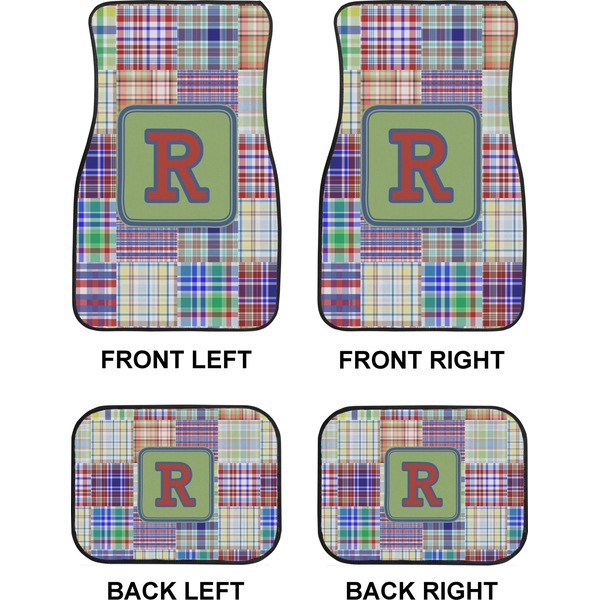 Blue Madras Plaid Car Floor Mats Set (2F + 2B)