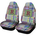 Blue Madras Plaid Print Car Seat Covers (Set of Two) (Personalized)