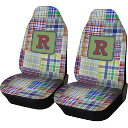 Blue Madras Plaid Print Car Seat Covers (Set of Two) (Personalized)