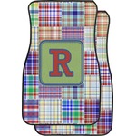 Blue Madras Plaid Print Car Floor Mats (Front Seat) (Personalized)