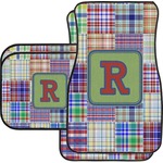Blue Madras Plaid Print Car Floor Mats Set - 2 Front & 2 Back (Personalized)