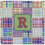 Blue Madras Plaid Print Ceramic Tile Hot Pad (Personalized)