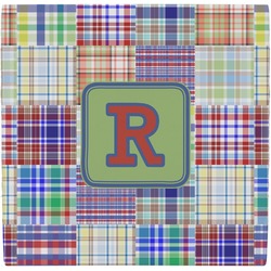 Blue Madras Plaid Print Ceramic Tile Hot Pad (Personalized)