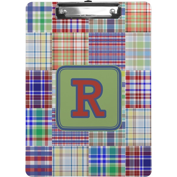 Custom Blue Madras Plaid Print Clipboard (Personalized)