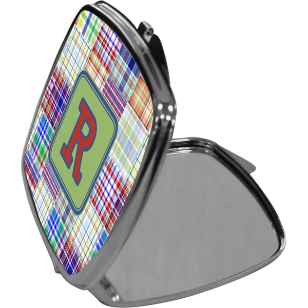 Blue Madras Plaid Compact Mirror (Side View)