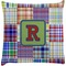 Blue Madras Plaid Print Decorative Pillow Case (Personalized)
