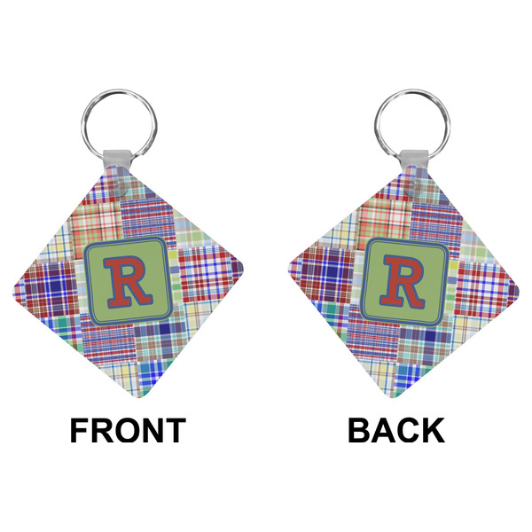 Blue Madras Plaid Diamond Keychain (Front + Back)