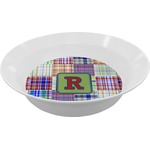 Blue Madras Plaid Print Melamine Bowl (Personalized)