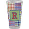 Blue Madras Plaid Print Pint Glass - Full Color - Front View