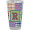 Blue Madras Plaid Print Pint Glass - Full Color (Personalized)