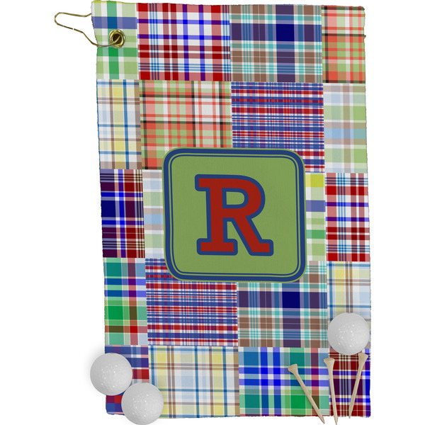 Blue Madras Plaid Golf Towel (Personalized)