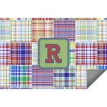 Blue Madras Plaid Print Indoor / Outdoor Rug (Personalized)